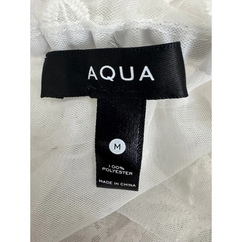 AQUA Lace‎ Halter Top Ruffle Tiered Sleeveless Party Festival White M - Picture 8 of 9